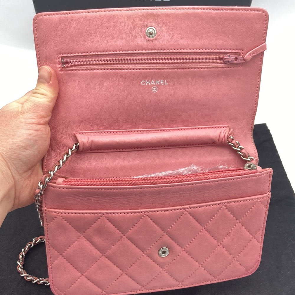 CHANEL CC SILVER HARDWARE LIGHT PINK QUILTED WOC BAG WITH DUST BAG - Picture 10 of 17